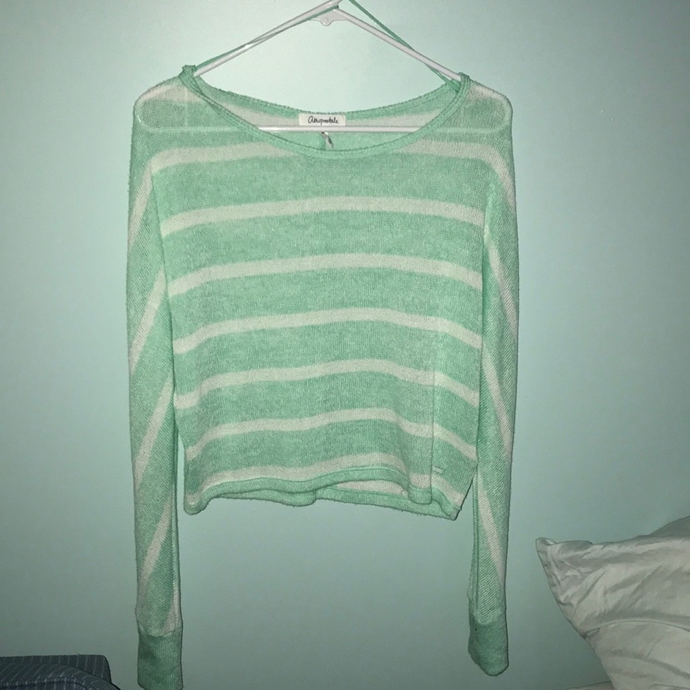 mint green striped sweater